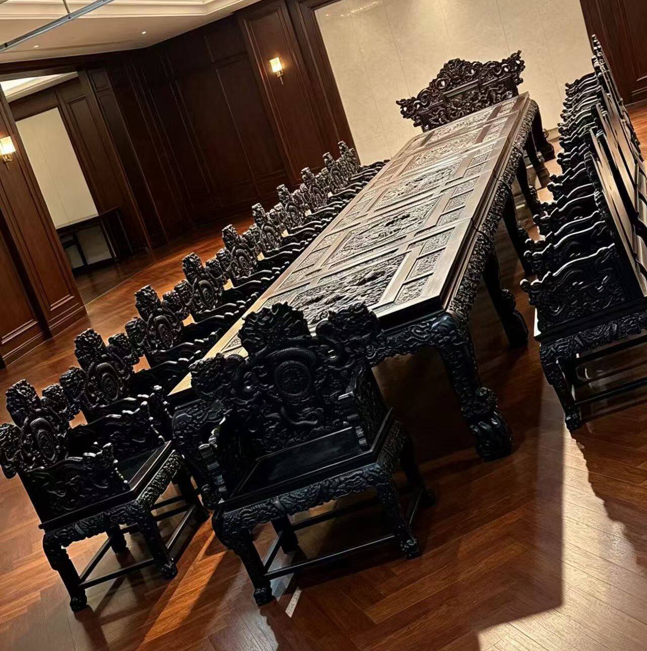 紫檀木雕龙宝座紫檀十米会议桌中式红木家具古典家具