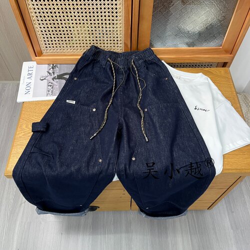 吴小越w2281男童牛仔裤春夏薄款痞帅男孩秋装新款长裤春秋款大童