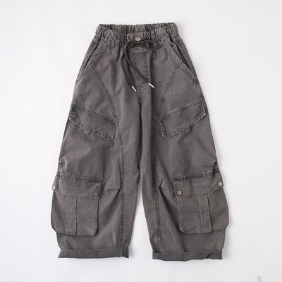 吴小越W1089男童散兵工装裤子儿童棉布口袋长裤男孩休闲运动裤