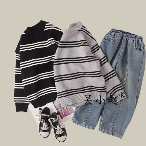 吴小越w1762儿童毛衣圆领百搭神器洋气秋冬新款男童原宿风文艺范