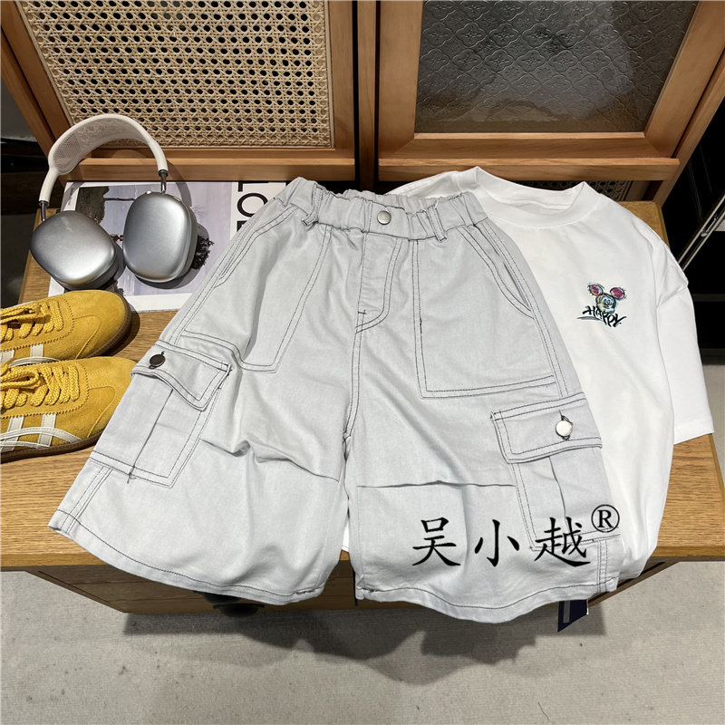 吴小越w1315男童夏装牛仔短裤宽松中大童男孩中裤夏款五分裤子薄