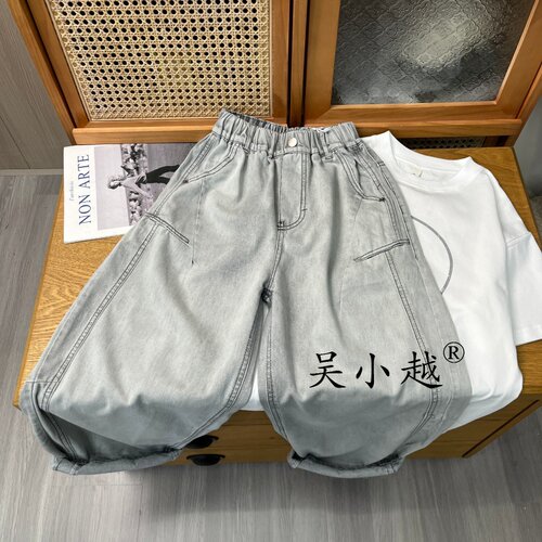 吴小越w2135男童牛仔裤春夏薄款痞帅男孩秋装新款长裤春秋款大童