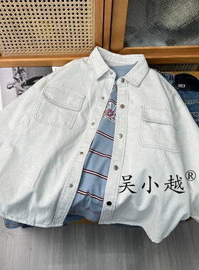吴小越w2103男童牛仔外套同学痞帅男孩秋装新款衬衣版型春秋款大