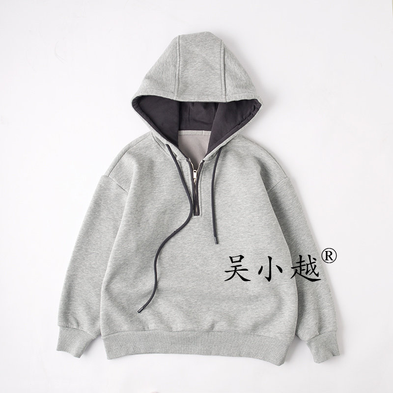 吴小越w1814男童连帽加绒卫衣秋冬新款韩版宽松儿童上衣男孩冬装