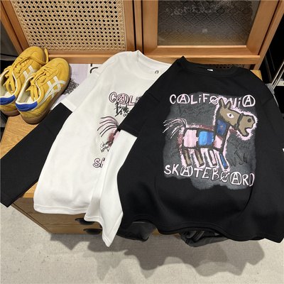 xt009男童春秋装圆领套头拼色棉t恤长袖中大童儿童打底衫