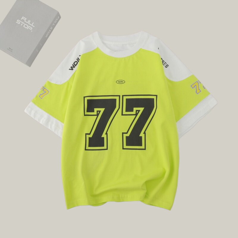 吴小越w2258男童夏款拼色圆领韩版无感数码印花棉t恤短袖中大童