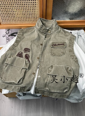 吴小越w2150儿童春秋款马甲工装风宽松版型中大童薄款男孩外穿时