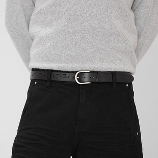 OD/DARKNESS 2025冬 摩斯密码孔银色搭扣手搓纹头层牛皮腰带皮带