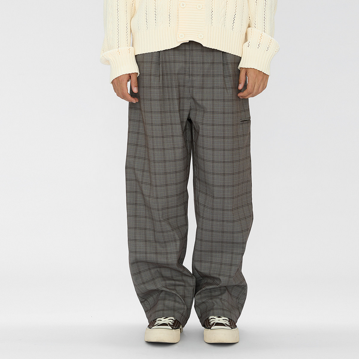 OD/ORANGEDRAGON 2025秋 撞色复古格纹侧兜直筒西装长裤休闲西裤,男装,西裤,淘宝优惠券,粉丝福利购,淘宝优惠卷