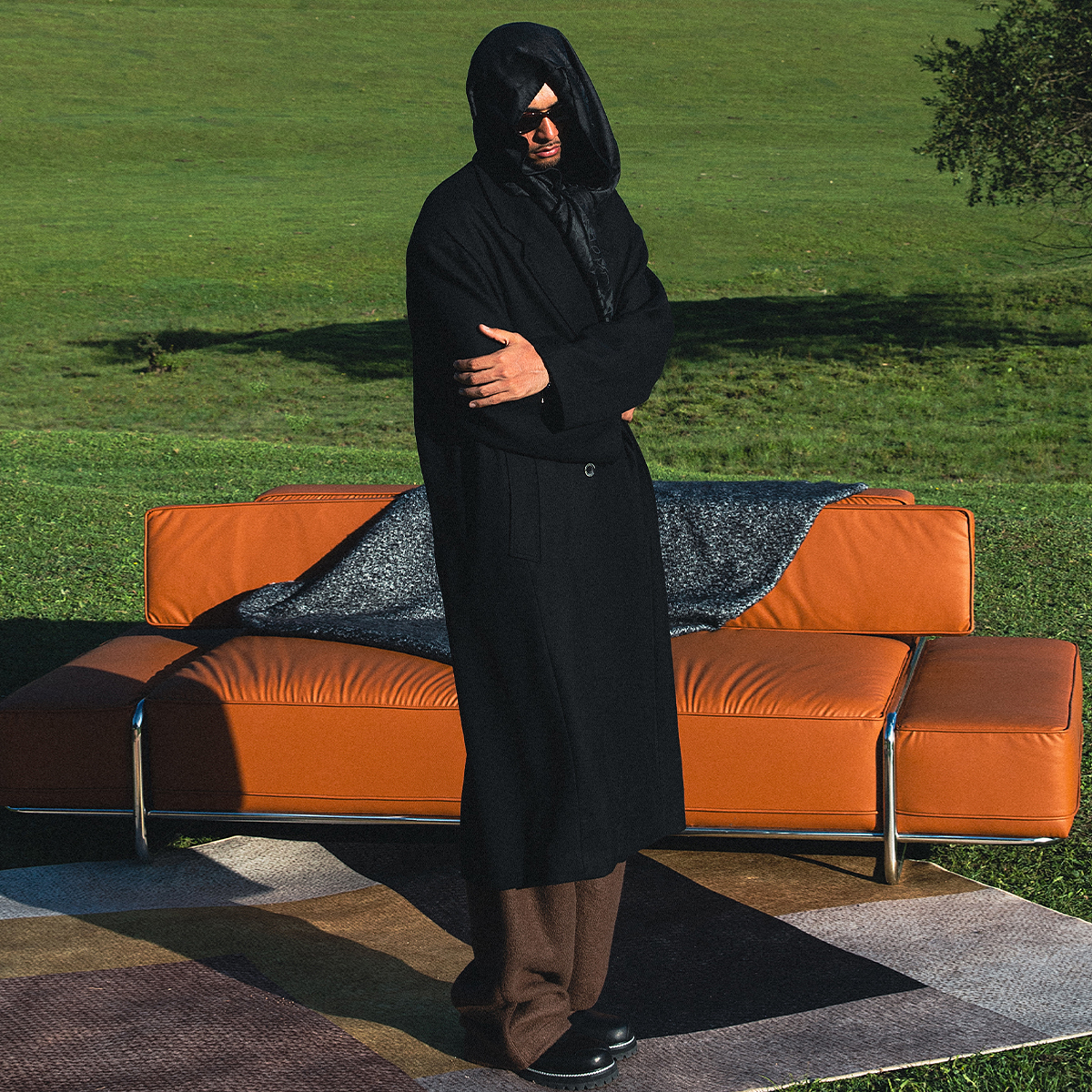 OD100%羊毛廓形垫肩长款毛呢大衣