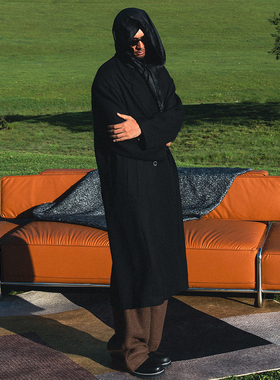 OD/DARKNESS 2025秋 100%羊毛廓形垫肩cleanfit毛呢过膝长款大衣