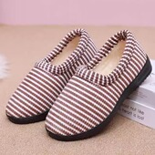 可爱家居棉拖鞋 美丽条防滑保暖休闲软底包跟冬季 女棉鞋 新款 月子鞋