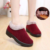 女棉鞋 防滑老人鞋 老北京布鞋 加绒加厚中老年保暖鞋 防水妈妈鞋 冬季