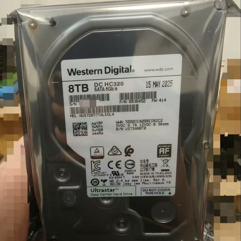 特价出全新原装25年出厂0通电西数8T HC320企业级硬盘--议价商品
