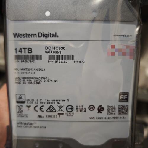 特价出全新原装正品0通电西数14TB HC530企业级硬盘，--议价商品