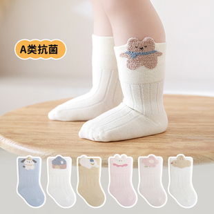 新生婴儿袜子0 a类棉宝宝松口不勒腿中筒无骨袜 3个月1岁春秋薄款