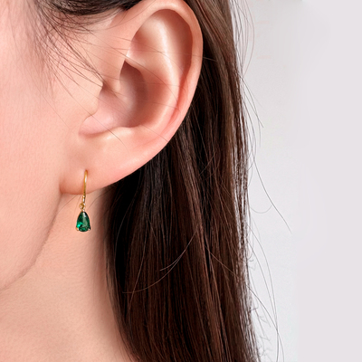 幽暗森林/法式祖母绿水滴耳环