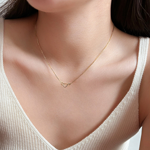 S925银极细小巧莫比乌斯环锁骨链简约永恒符合项链 爱 岚屿 无限