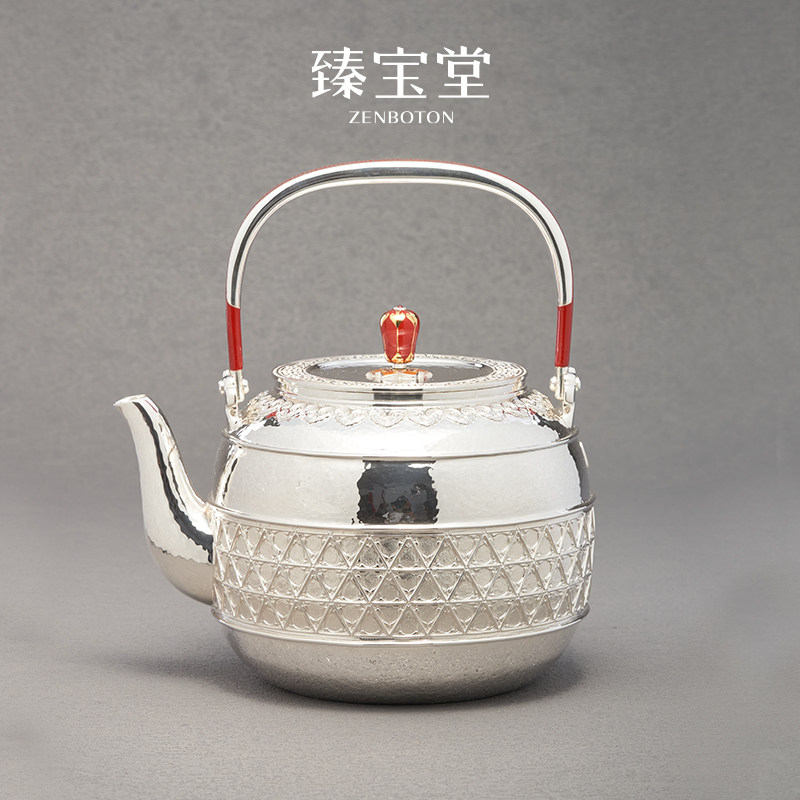 臻宝堂手工足银清宫烧水银壶