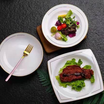 景德镇陶瓷菜盘8英寸天元汤盘、饭盘、装菜盘 炒菜盘骨瓷家用圆型