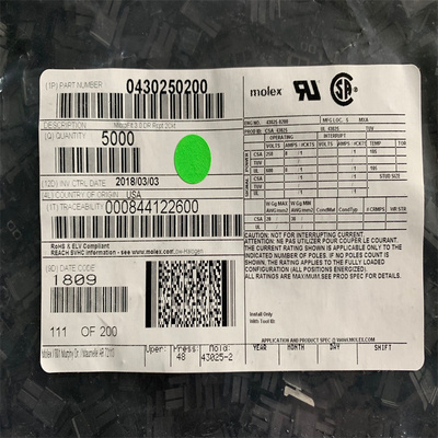 现货 MOLEX 430250200 43025-0200连接器塑壳
