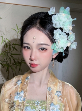 醉流年小牡丹烫花唐风汉服发夹