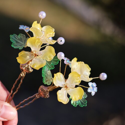 醉流年朝颜花朵发饰古典舞挽发钗