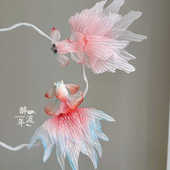 醉流年 大尾巴鱼 15厘米手工仿真丝烫花锦鲤国风美仙气少女头饰
