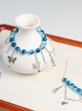 沈见青衍生蓝铃铛手链民族风配饰