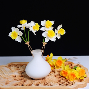 十二花神水仙花神三朵一支水仙发钗国风简约软胶花汉服点缀头饰