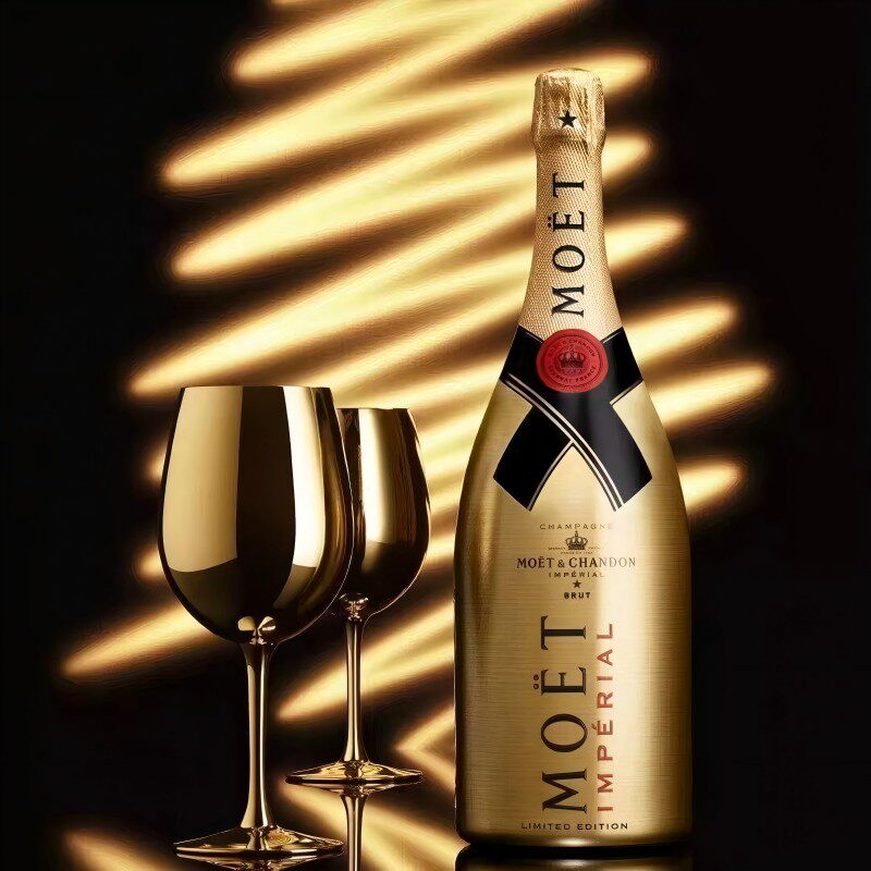 鎏金瓶酩悦香槟法国进口高级香槟MoetChandon黄金香槟起泡酒750ml