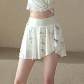 跑步健身半身裙 防走光瑜伽裙裤 运动短裙女春夏季 不规则设计带底裤