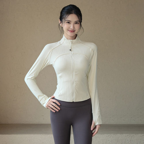 瑜伽服外套女秋冬新款罗纹运动上衣长袖跑步普拉提训练健身服外套