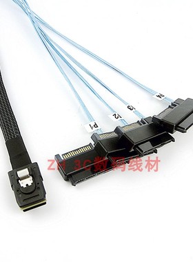 全新Mini SAS线SFF8087转29P 4SAS 8482 SATA 1拖4带15P SATA电源
