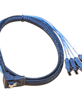 阵列卡MINISAS 36P服务器数据线SFF-8087转4 SATA 90度弯头硬盘线