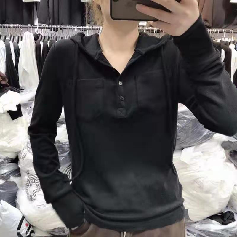 欧洲站连帽卫衣女装秋冬薄款2024新品休闲黑色显瘦洋气套头上衣潮