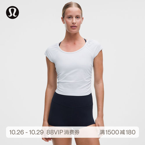 All It Takes 女士运动褶饰款低圆领短袖T恤丨lululemon丨LW3KE7S