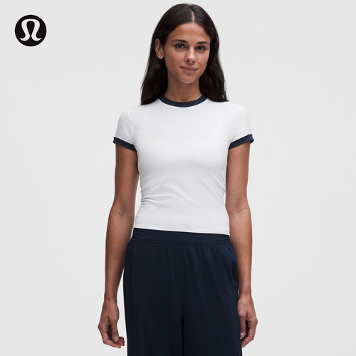 女士棉混纺滚边短款短袖 T 恤丨lululemon丨LW3JPLS