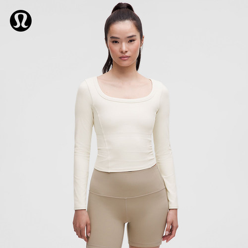 Smooth and Ribbed Nulu™女士低圆领长袖T恤 lululemon丨LW3INDS