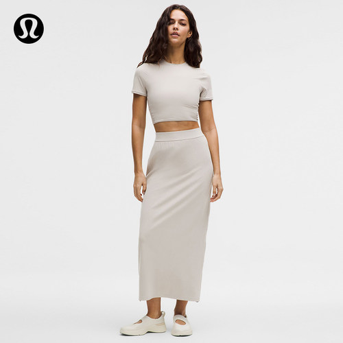Nulu 女士双侧抽绳高腰长款半身裙丨lululemon丨LW8ATDS