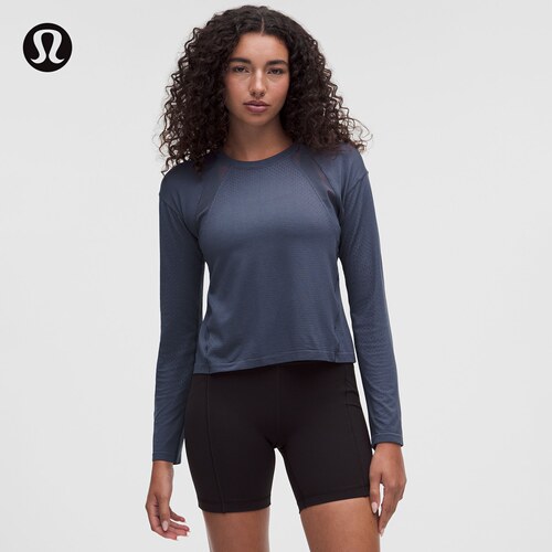 女士运动网面拼接长袖 T 恤丨lululemon丨LW3LG7S