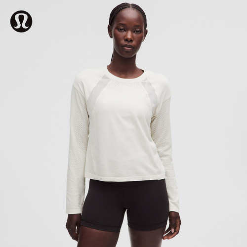 女士运动网面拼接长袖 T 恤丨lululemon丨LW3LG7S