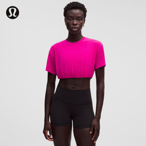 Jersey 女士训练平纹针织加短款短袖 T 恤丨lululemon丨LW3KGNS