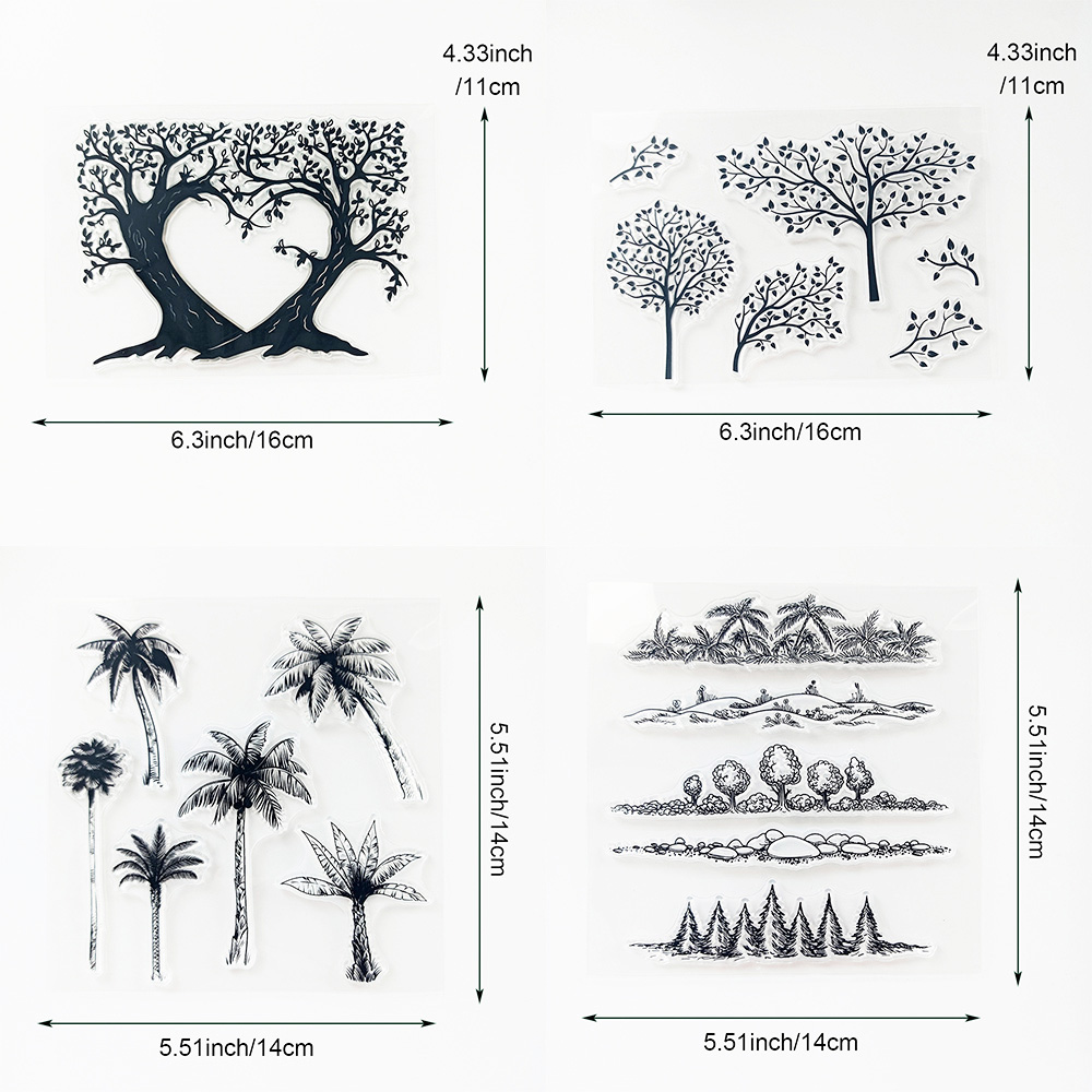 博采手账树风景透明印章图章橡皮硅胶DIY相册贺卡制作图章