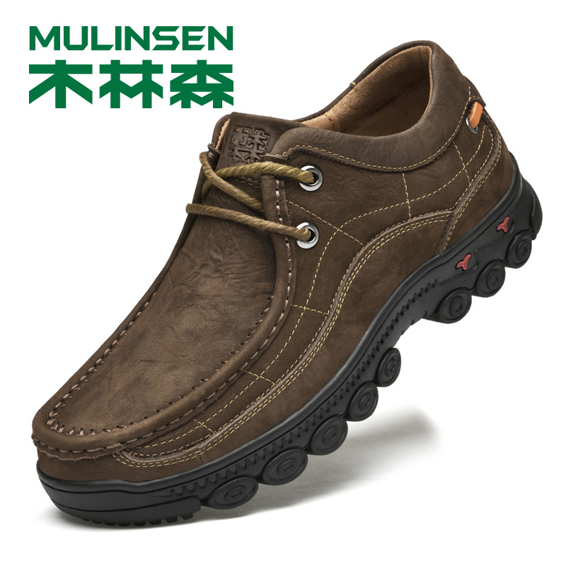 木林森男鞋户外登山真皮皮鞋春秋