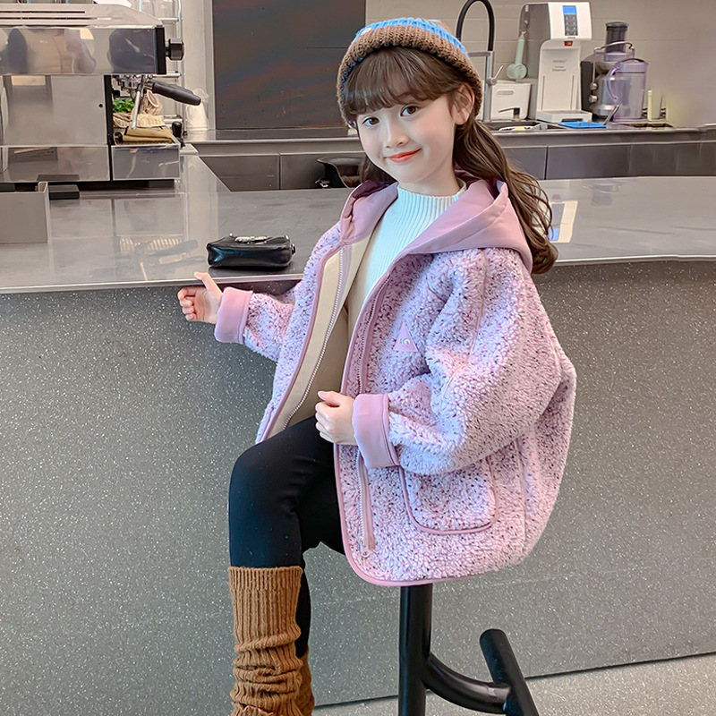 森系女童羊羔绒外套秋冬款韩版时髦儿童闺蜜装小女孩摇粒绒上衣10