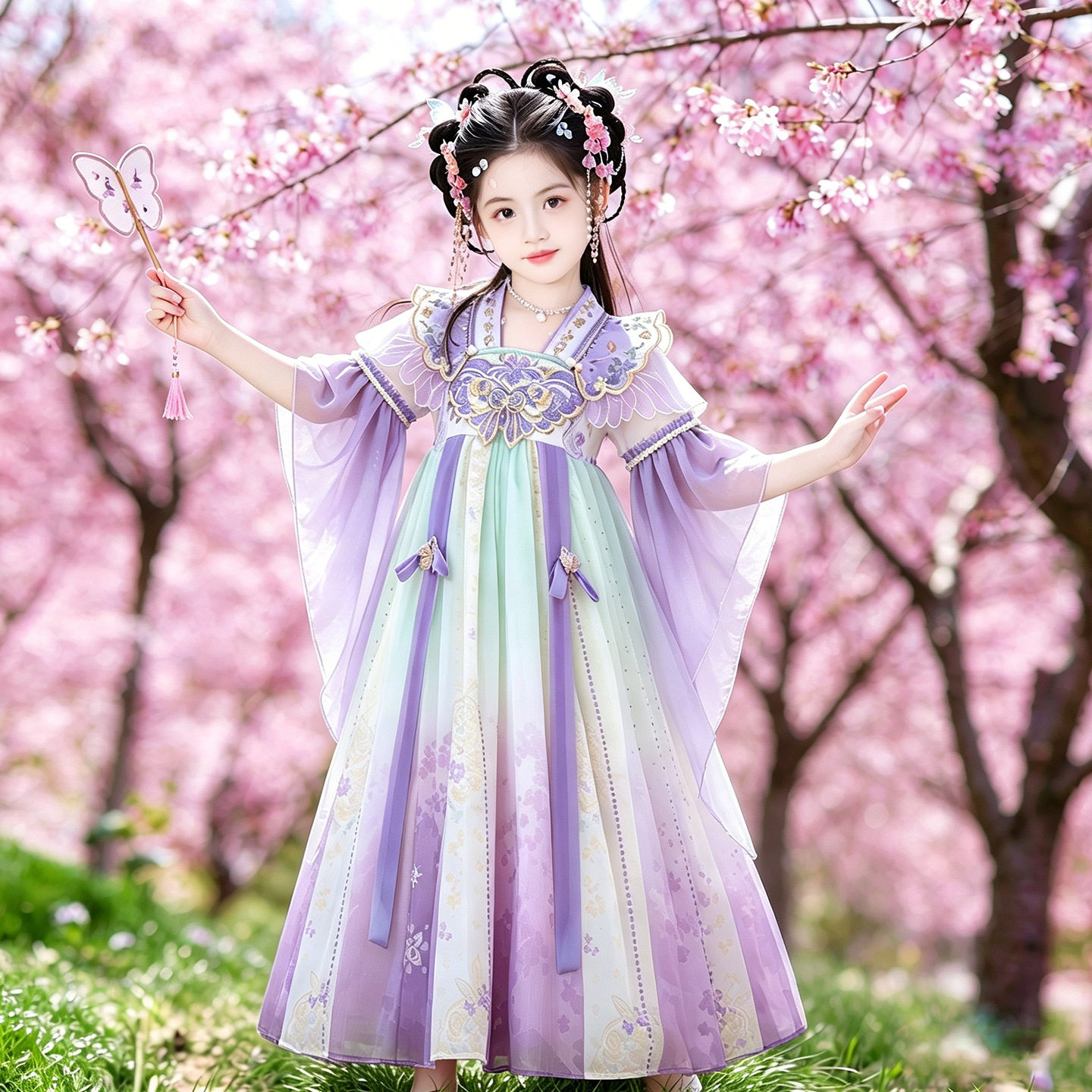 女童夏装裙子儿童姐妹装二年级小女孩夏天衣服超仙古装汉服连衣裙