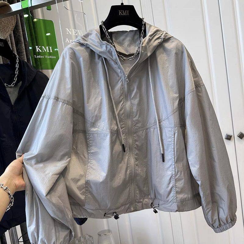 2026超火洋气韩系慵懒风宽松立领薄款外套女春夏季冲锋衣夹克防晒