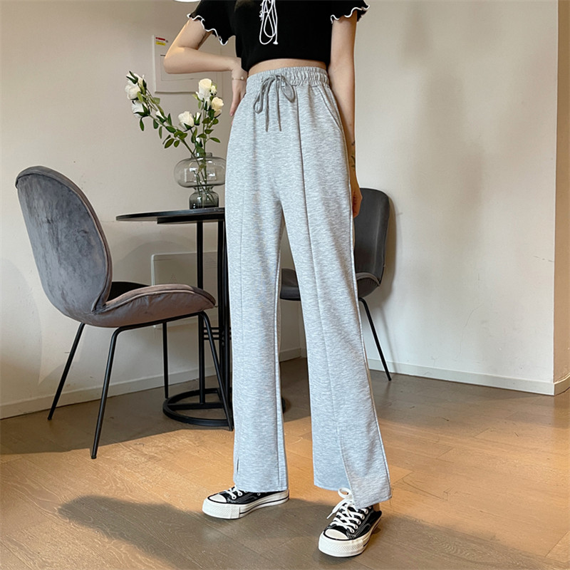 Real shot real price Korean high waist sagging thin split pants versatile loose straight leisure sports pants