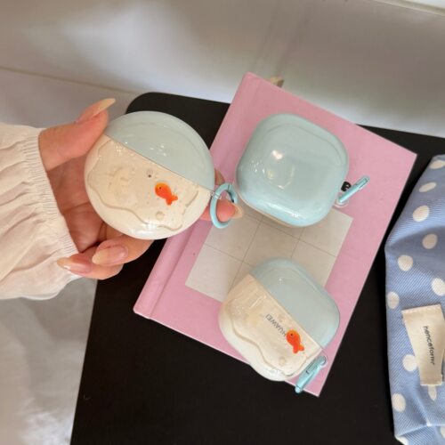 一家不会撞壳的店泡泡金鱼保护套适用华为freeclip2夹耳蓝牙耳机壳7i/5i/6i软壳防摔se2sE3三星4pro32P耳机套
